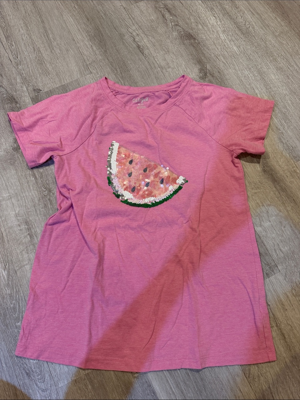 Cat & Jack Pink Short Sleeve Sequin Watermelon Tee